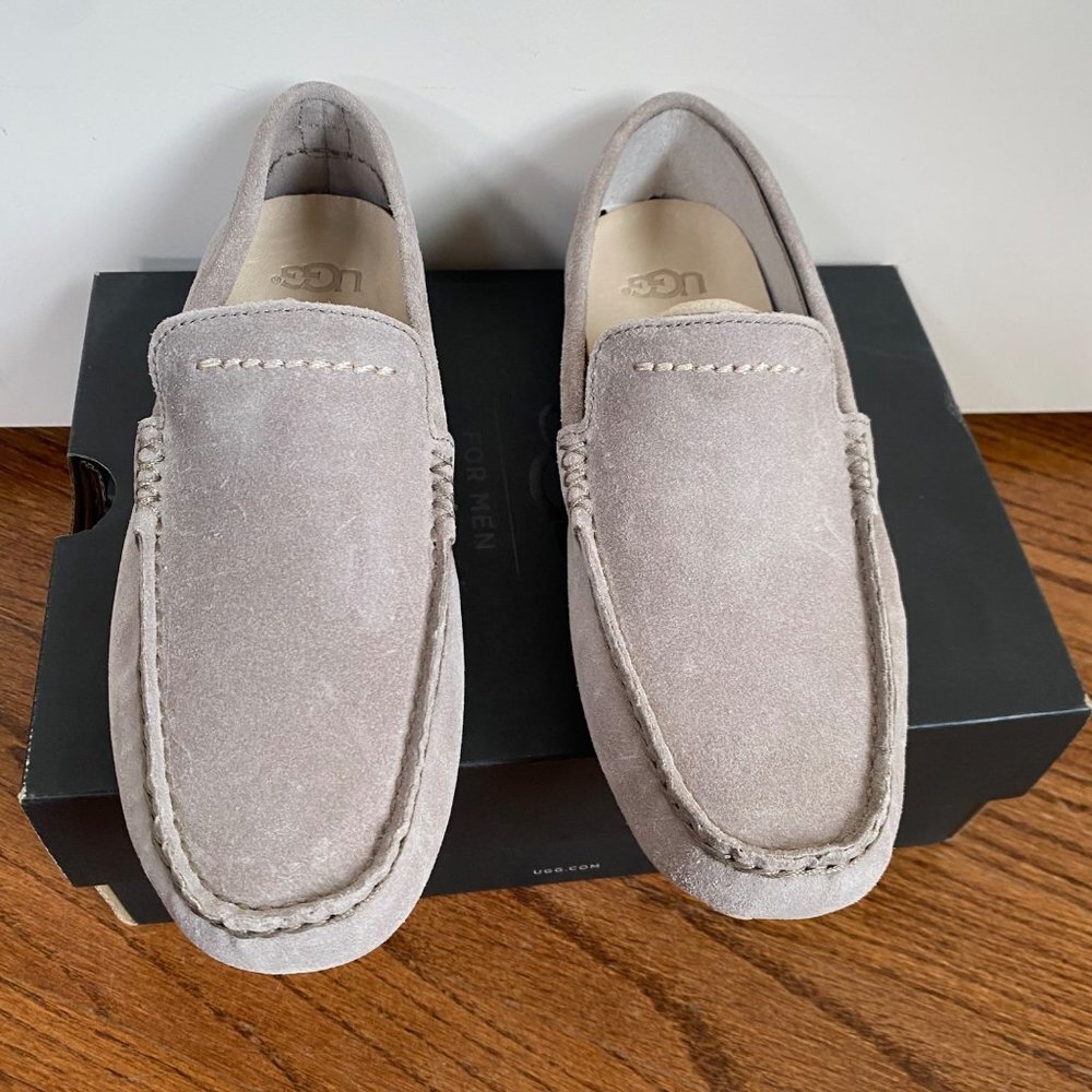 UGG Loafers Leather Suede Moccasins Henrick Gray Slip-ons Gray Mens Size 7 New - Picture 3 of 12